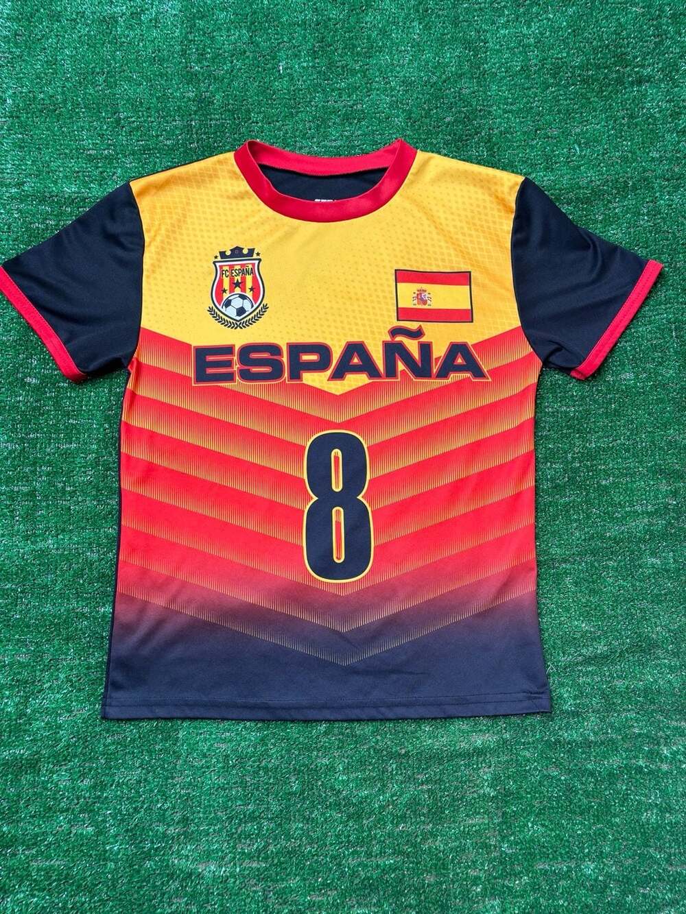 FC Espana Spain Youth Soccer Jersey Shirt Red Yellow Black #8